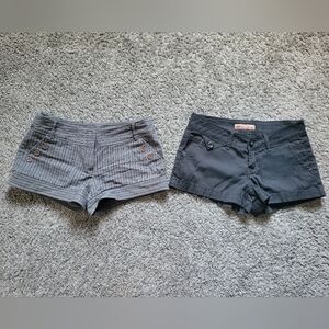 Women's Gray Pinstripe & Dark Charcoal Cotton Shorts Bundle Size 3